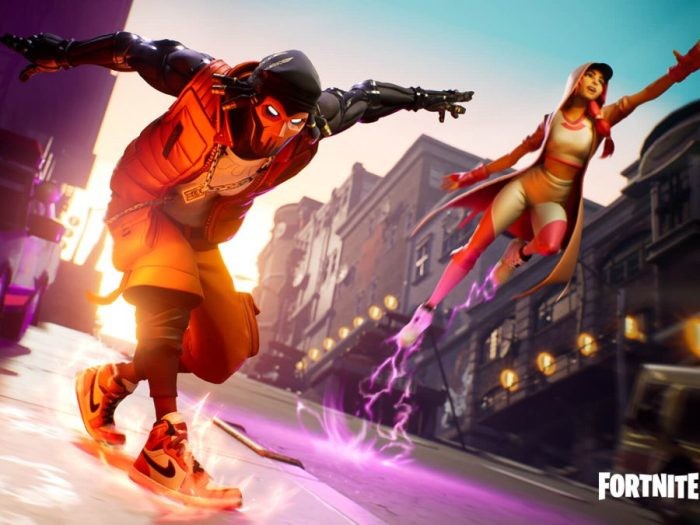 Personagens do jogo Fortnite usando tênis da Nike